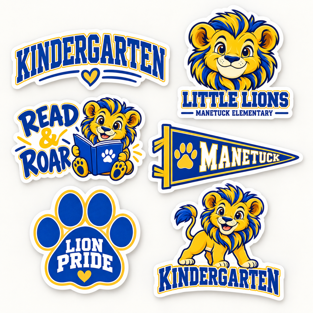 Manetuck Kindergarten Lion Sticker Pack — 6 Stickers — sticker pack