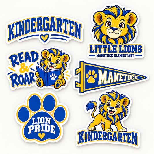 Manetuck Kindergarten Lion Sticker Pack — 6 Stickers — sticker pack