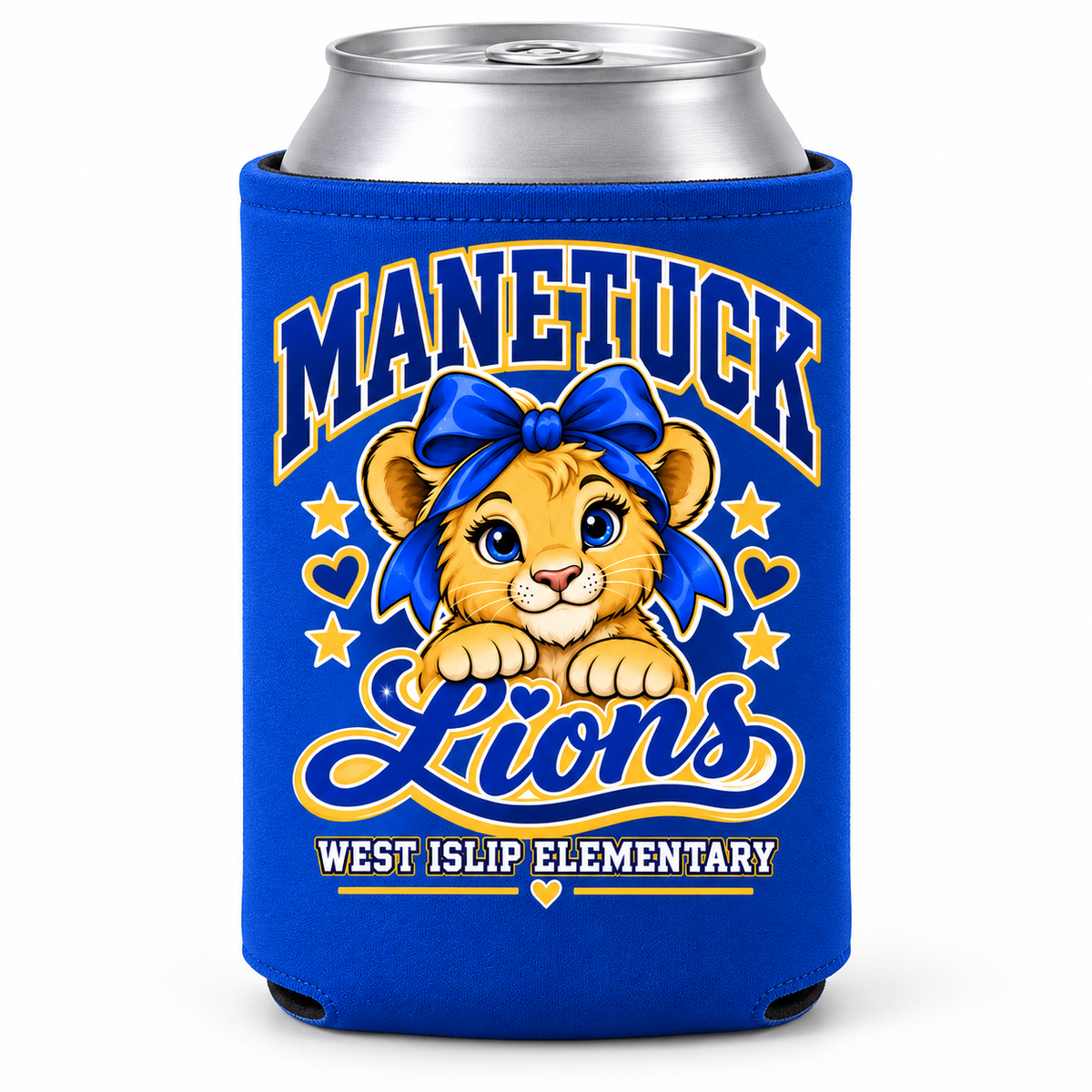 Manetuck Lions Can Koozie — Royal Blue