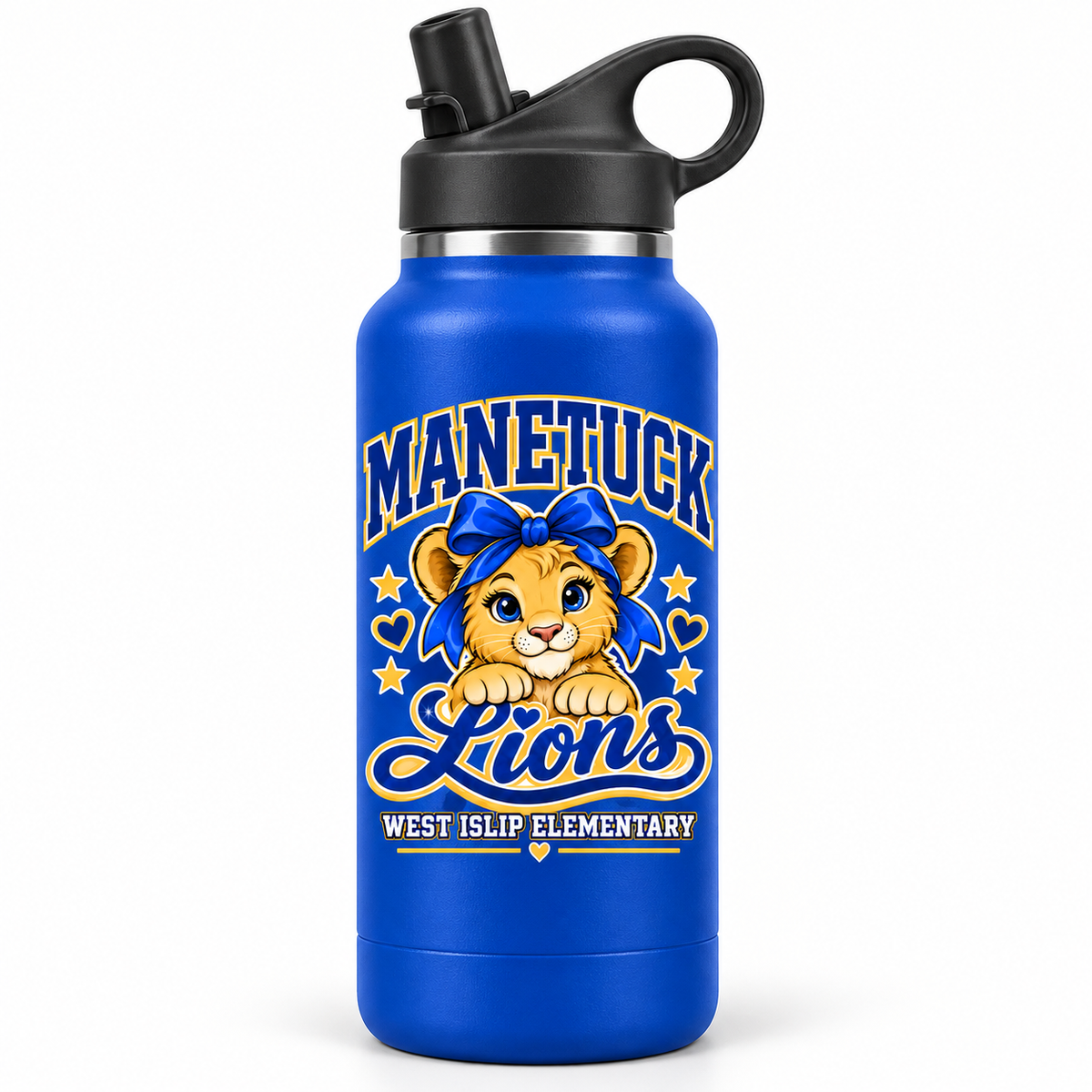 Manetuck Lions Stainless Water Bottle — Royal Blue