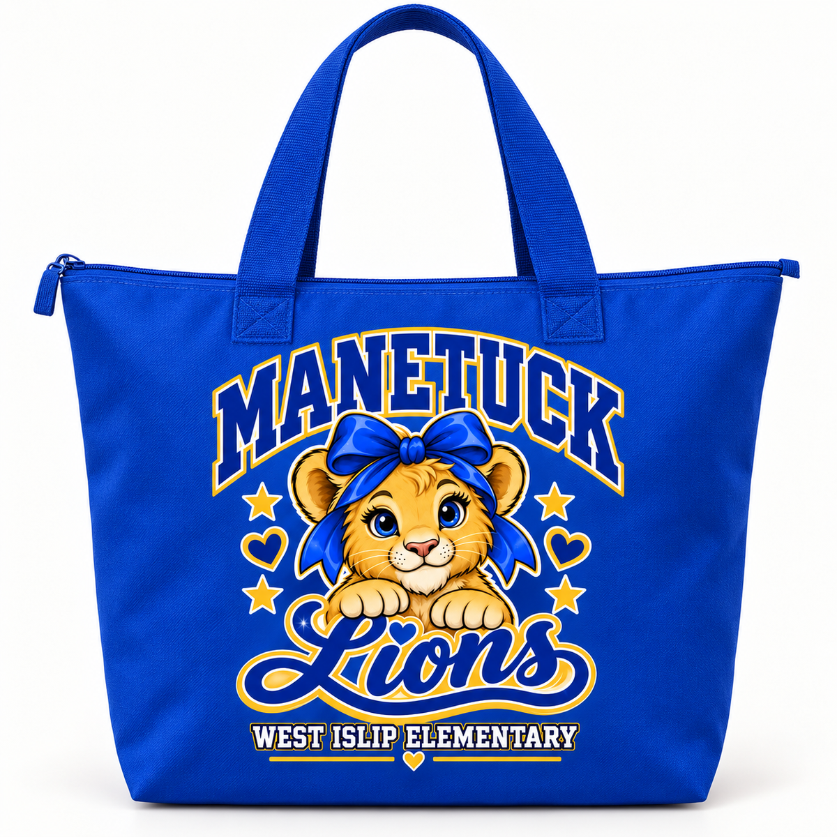 Manetuck Lions Zipper Tote Bag — Royal Blue