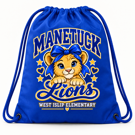 Manetuck Little Lions Drawstring Backpack — Royal Blue