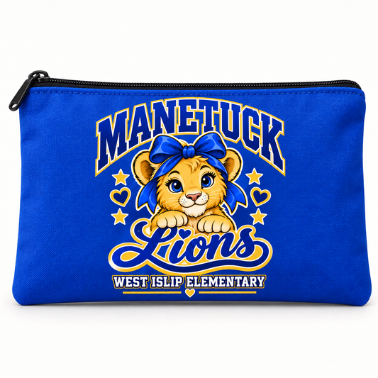 Manetuck Little Lions Zipper Pencil Pouch — Royal Blue