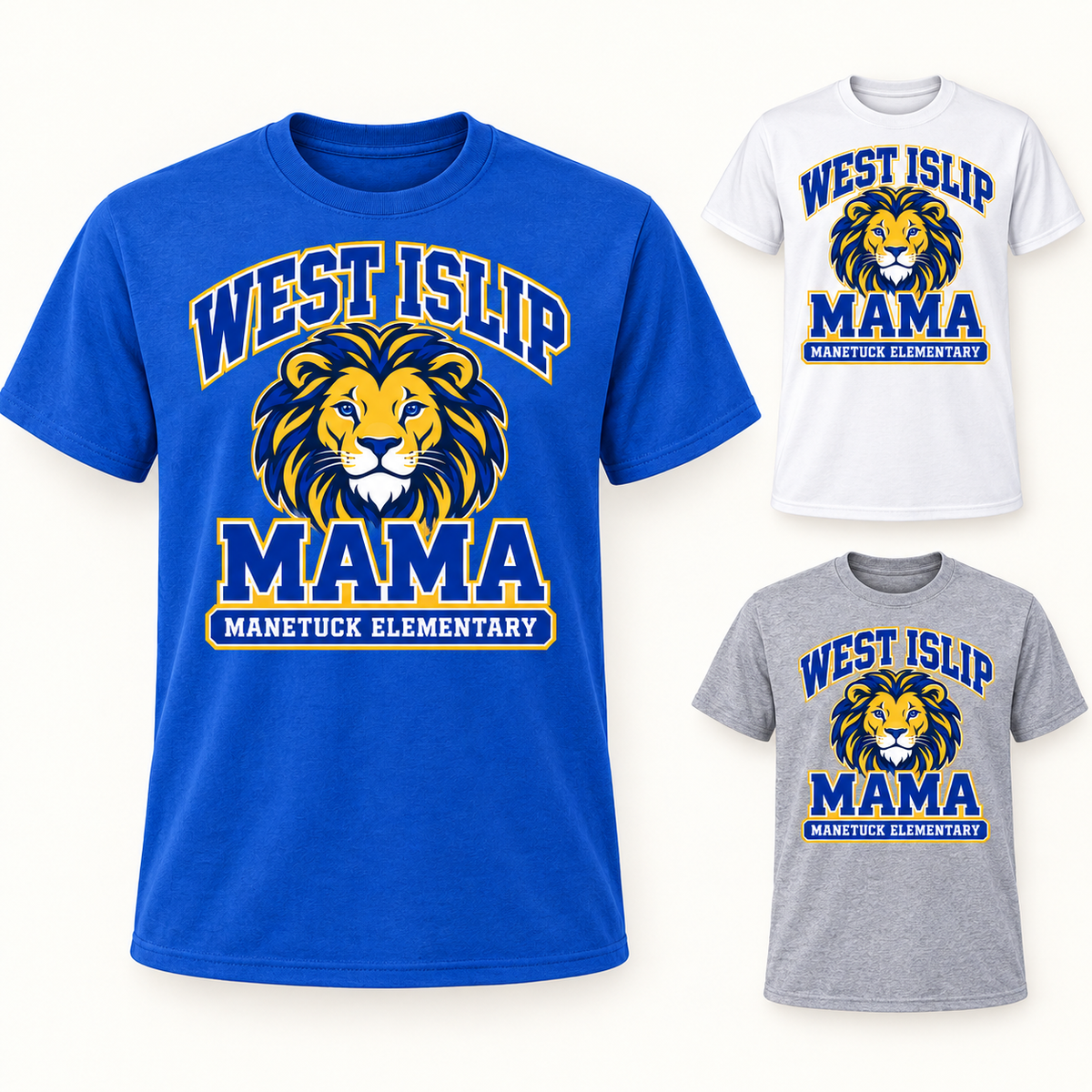 Manetuck Mama Adult T-Shirt — Royal, White, Sport Grey