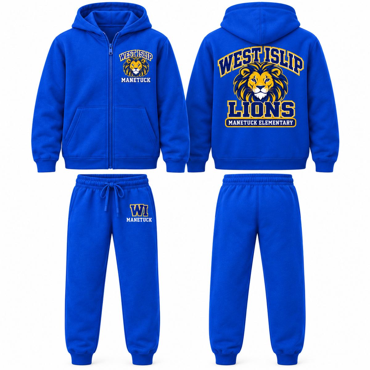 Manetuck Lions Youth Royal Zip-Up Hoodie & Jogger Set