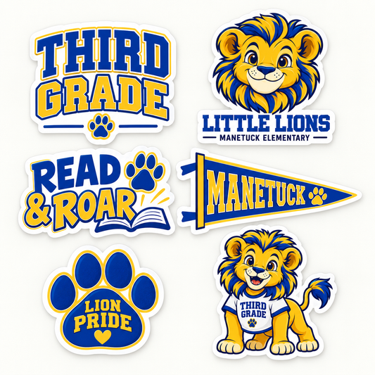 Manetuck Third Grade Lion Sticker Pack — 6 Stickers — sticker pack