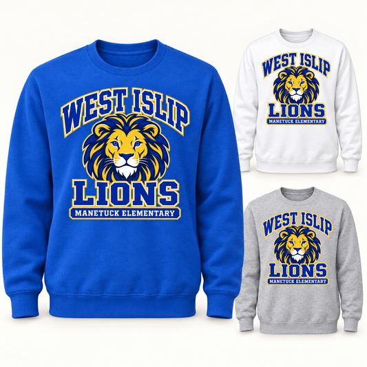 Manetuck Varsity Pride Adult Crewneck — Royal, White, Sport Grey
