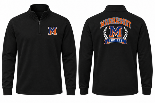 Manhasset Varsity Quarter-Zip — Black front and back