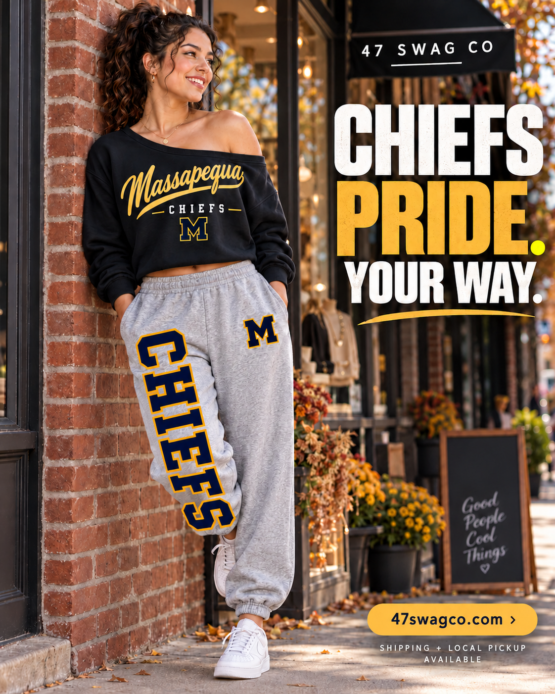 Massapequa Chiefs Off-Shoulder and baggy sweatpants set