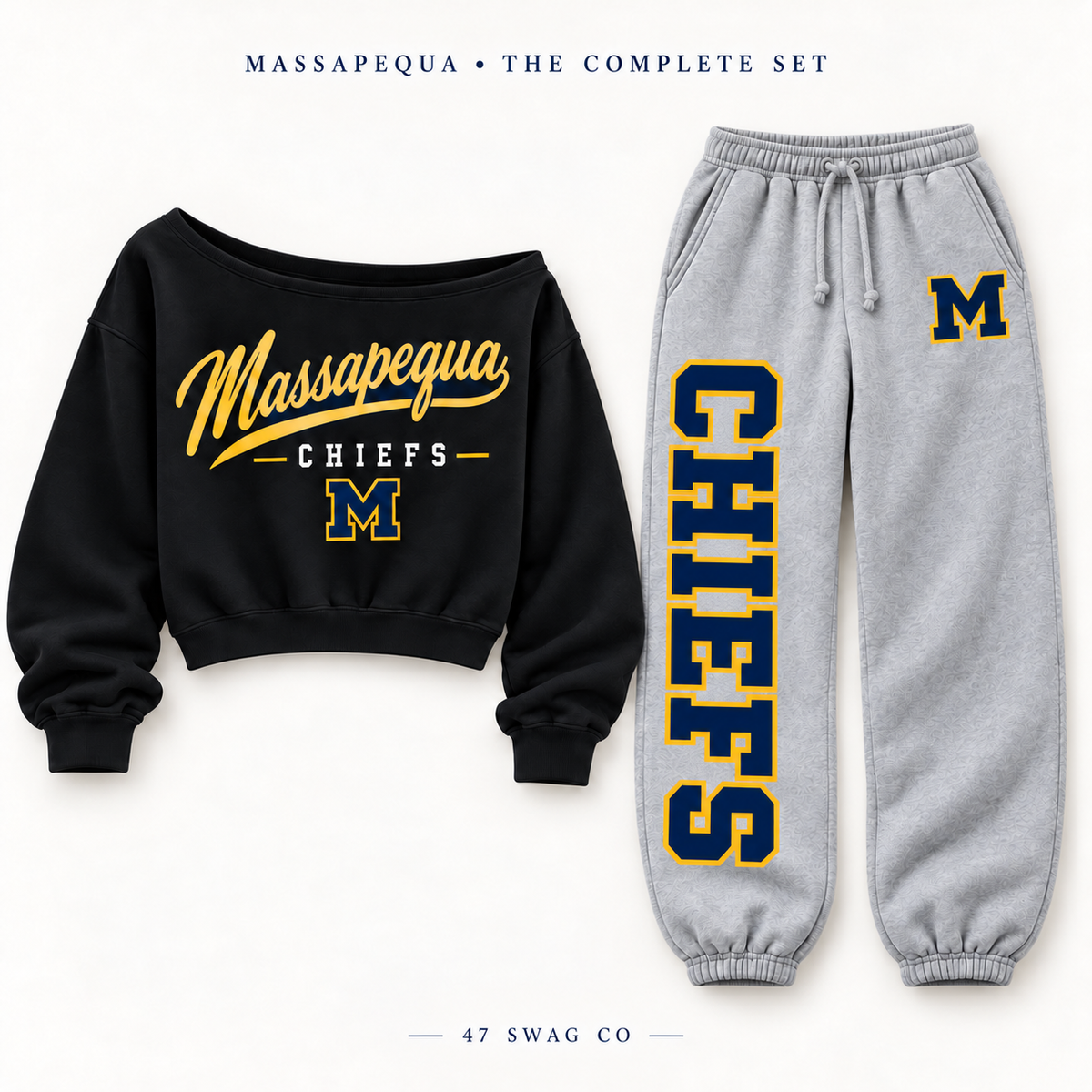 Massapequa Chiefs Off-Shoulder and baggy sweatpants set