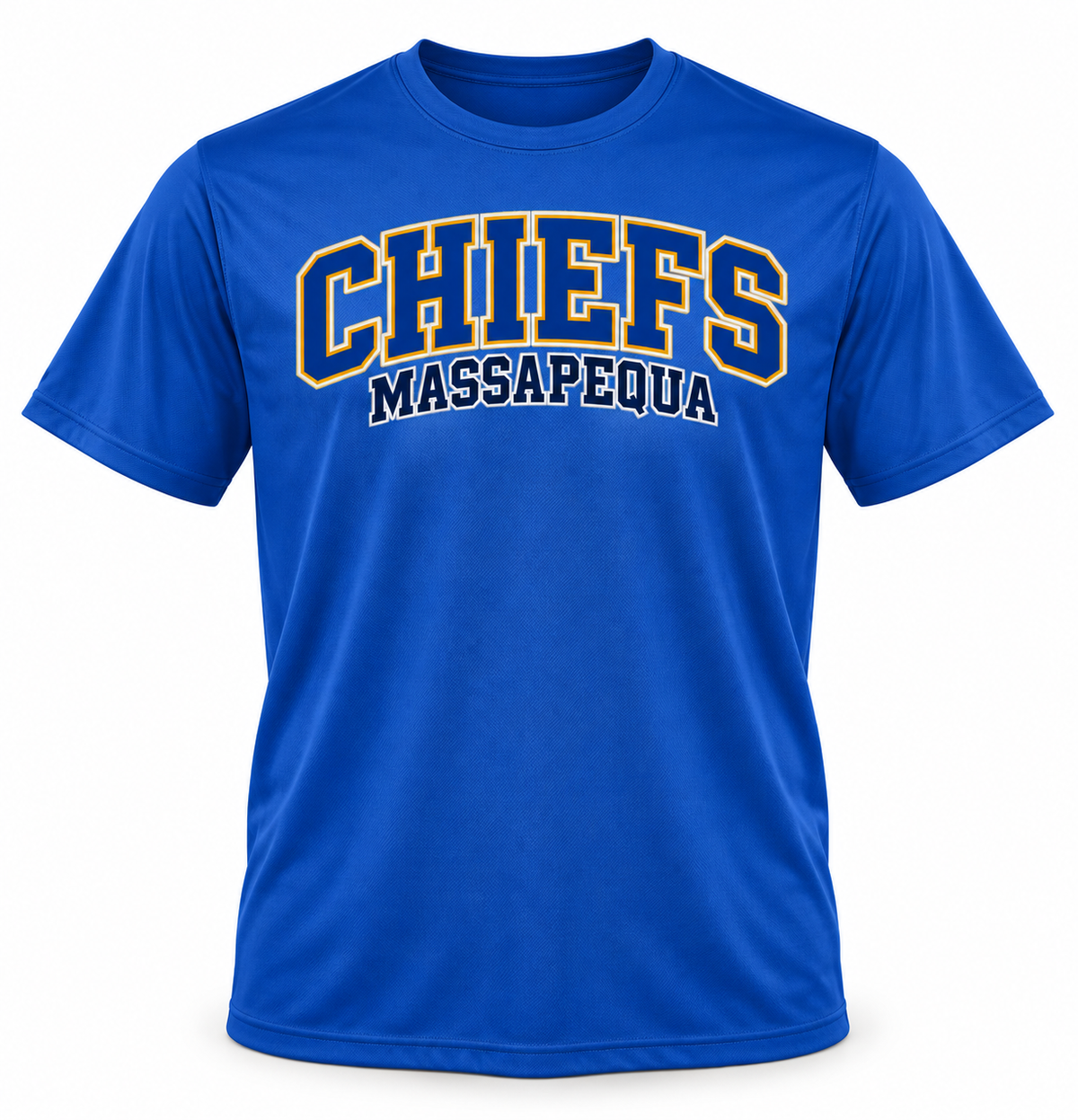 Massapequa Chiefs Wordmark Performance Tee — Royal Blue