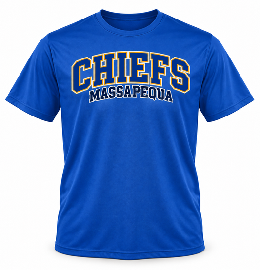 Massapequa Chiefs Wordmark Performance Tee — Royal Blue