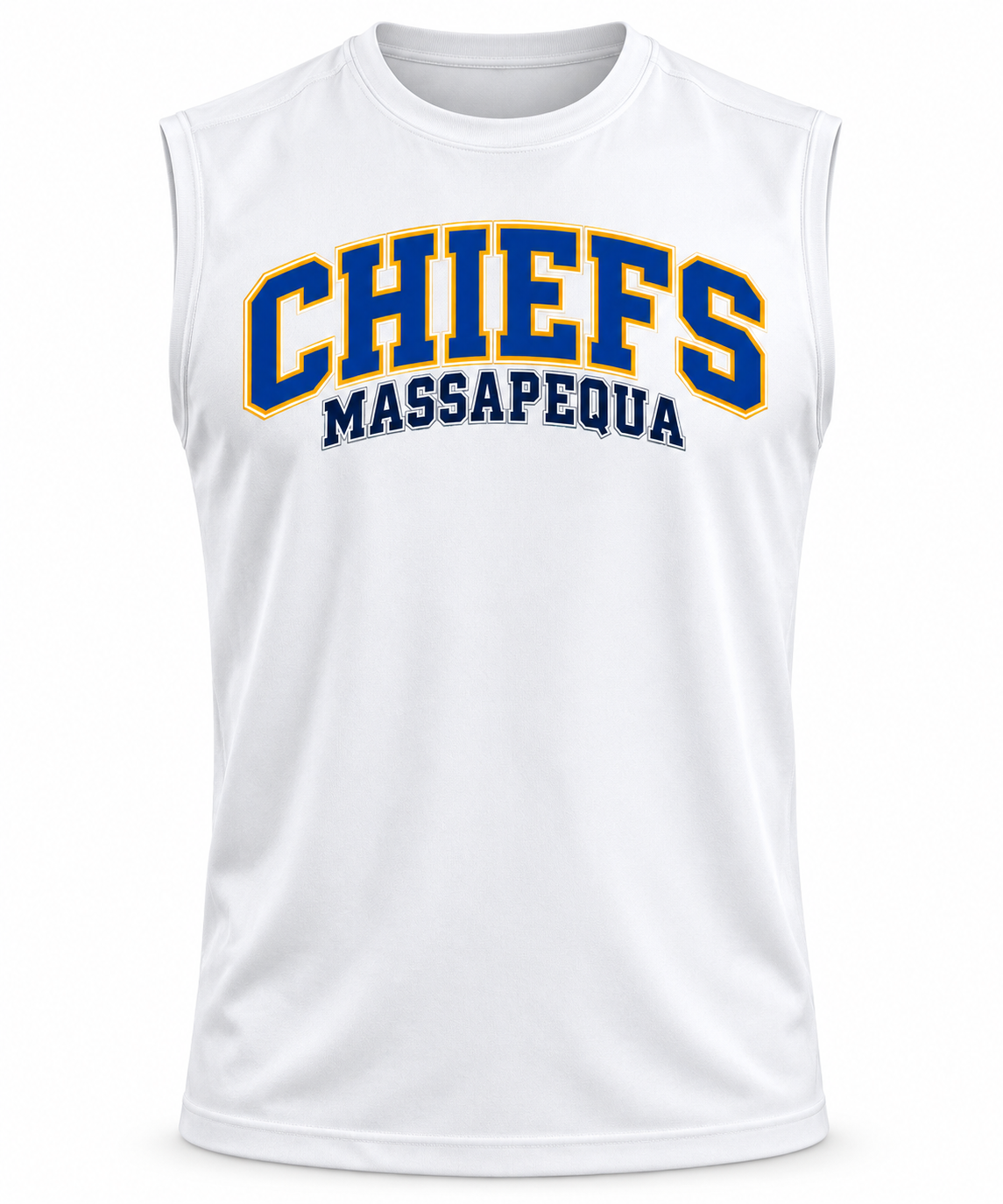 Massapequa Chiefs Wordmark Sleeveless Shirt — White