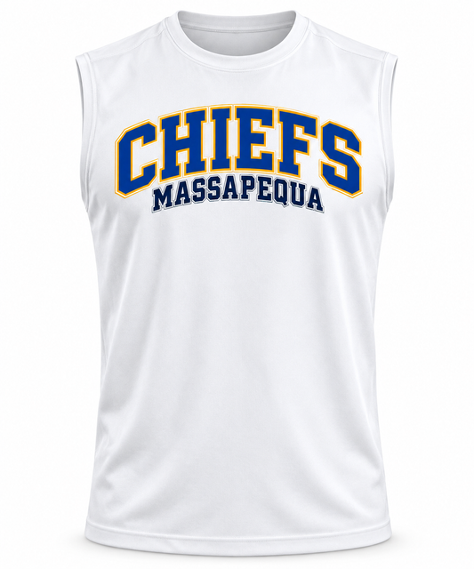 Massapequa Chiefs Wordmark Sleeveless Shirt — White
