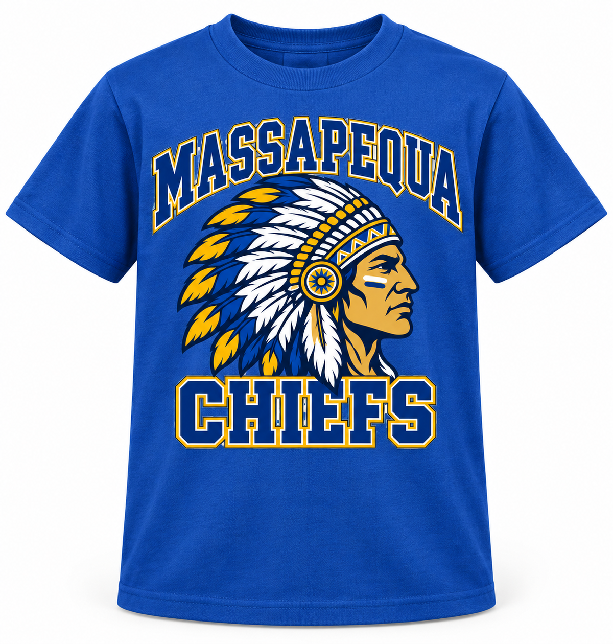 Massapequa Chiefs Youth Heritage Crest T-Shirt — Royal Blue