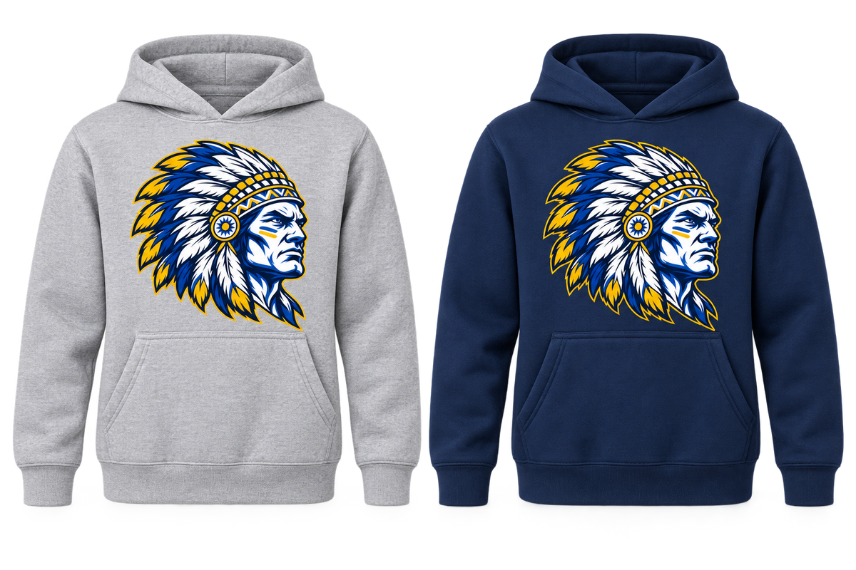 Massapequa Chiefs Youth Intensity Chief Hoodie — Sport Gray, Navy