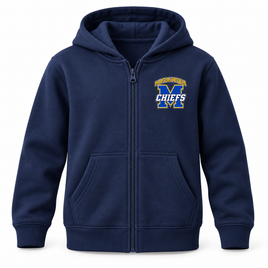 Massapequa Chiefs Youth Varsity M Zip-Up Hoodie — Navy