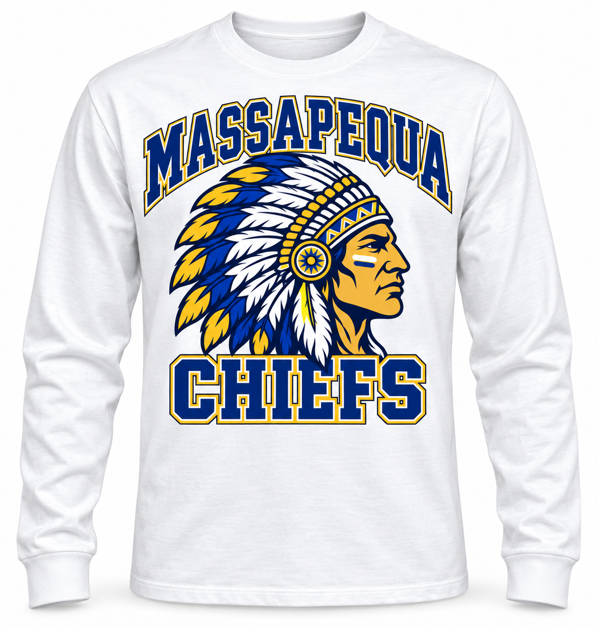 Massapequa Chiefs Heritage Crest Long Sleeve — White