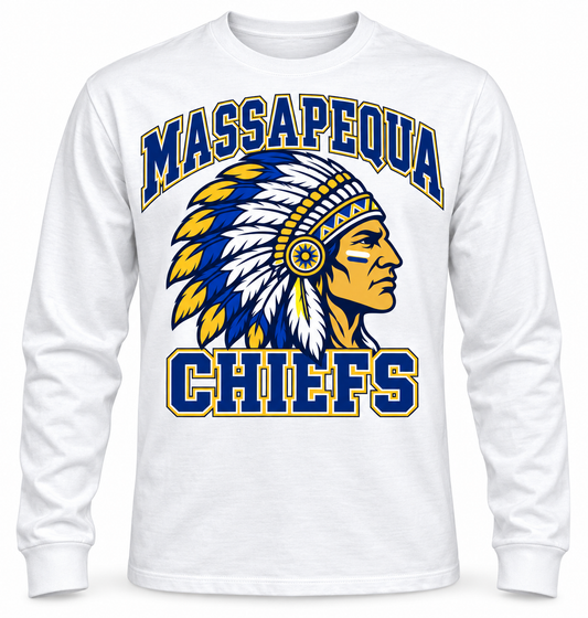 Massapequa Chiefs Heritage Crest Long Sleeve — White
