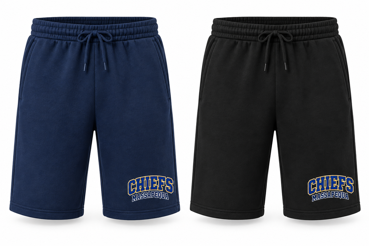 Massapequa Youth Chiefs Fleece Shorts — Navy, Black