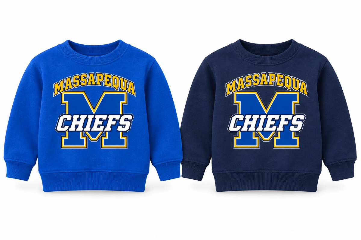 Massapequa Chiefs Toddler Varsity M Sweatshirt — Royal Blue, Navy
