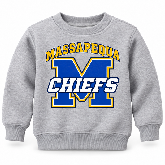 Massapequa Chiefs Toddler Varsity M Sweatshirt — Sport Gray