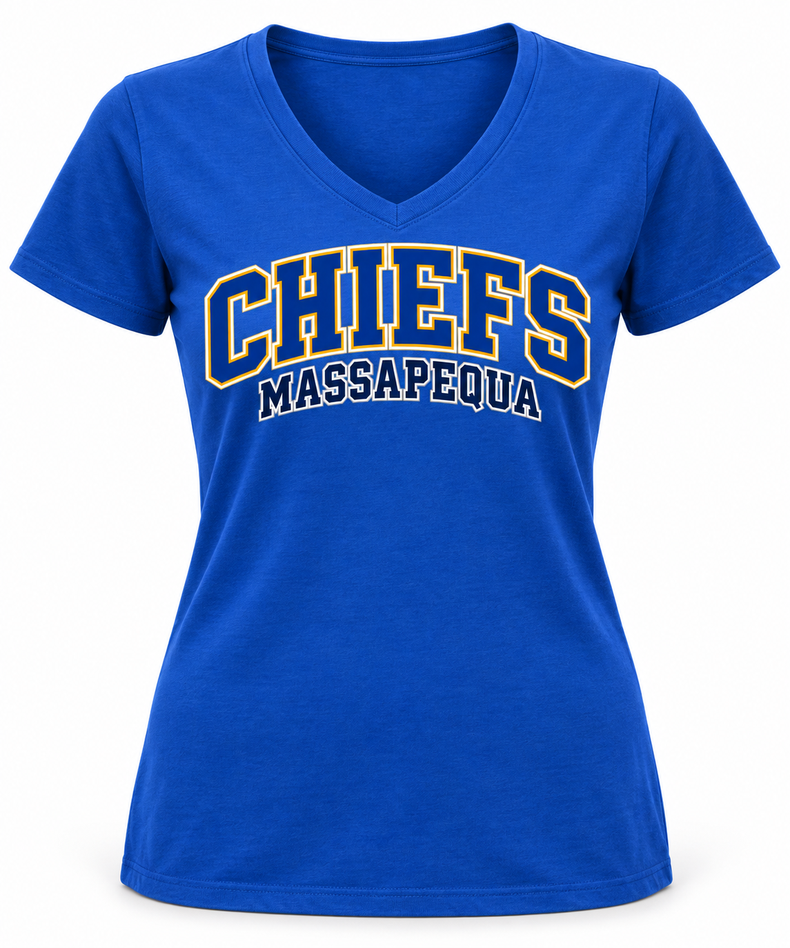Massapequa Women's Chiefs V-Neck Tee — Royal Blue