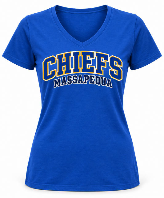 Massapequa Women's Chiefs V-Neck Tee — Royal Blue