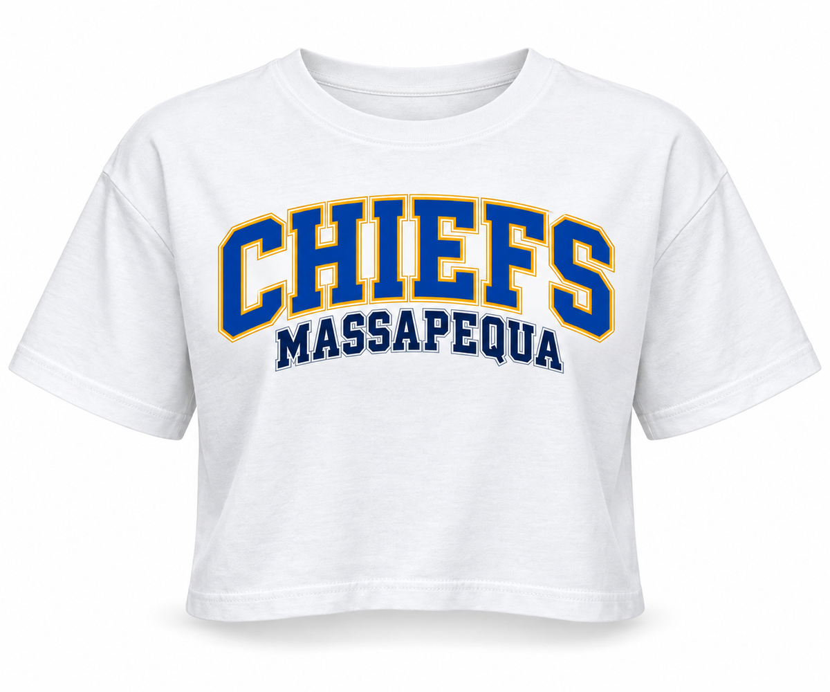 Massapequa Women's Chiefs Crop Tee — White