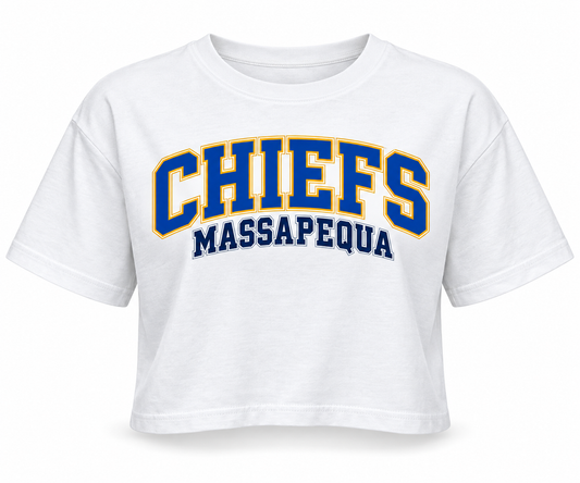 Massapequa Women's Chiefs Crop Tee — White