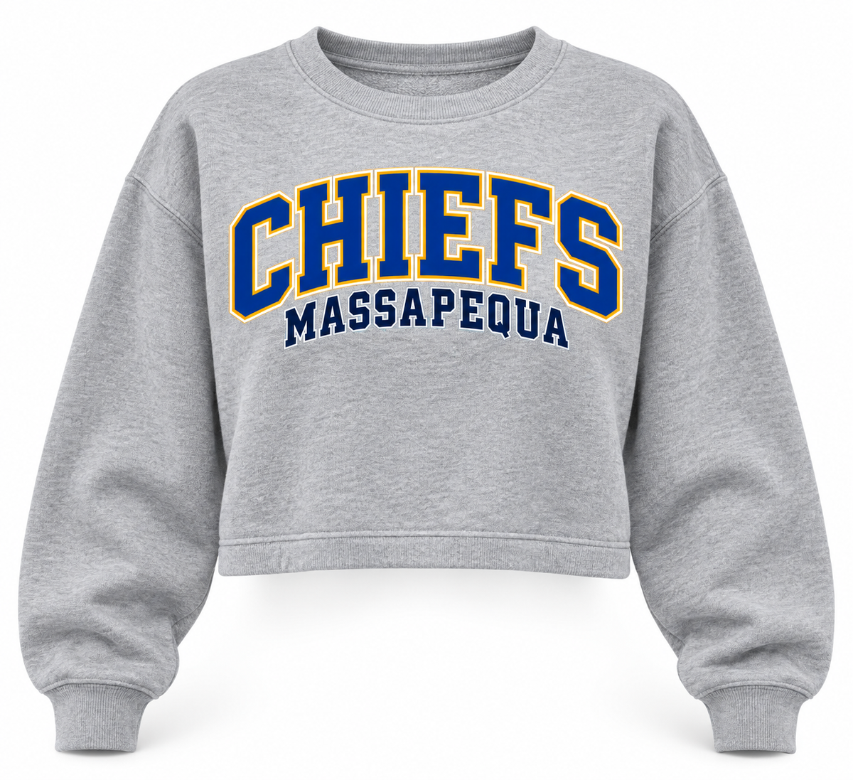 Massapequa Women's Chiefs Cropped Crewneck — Sport Gray