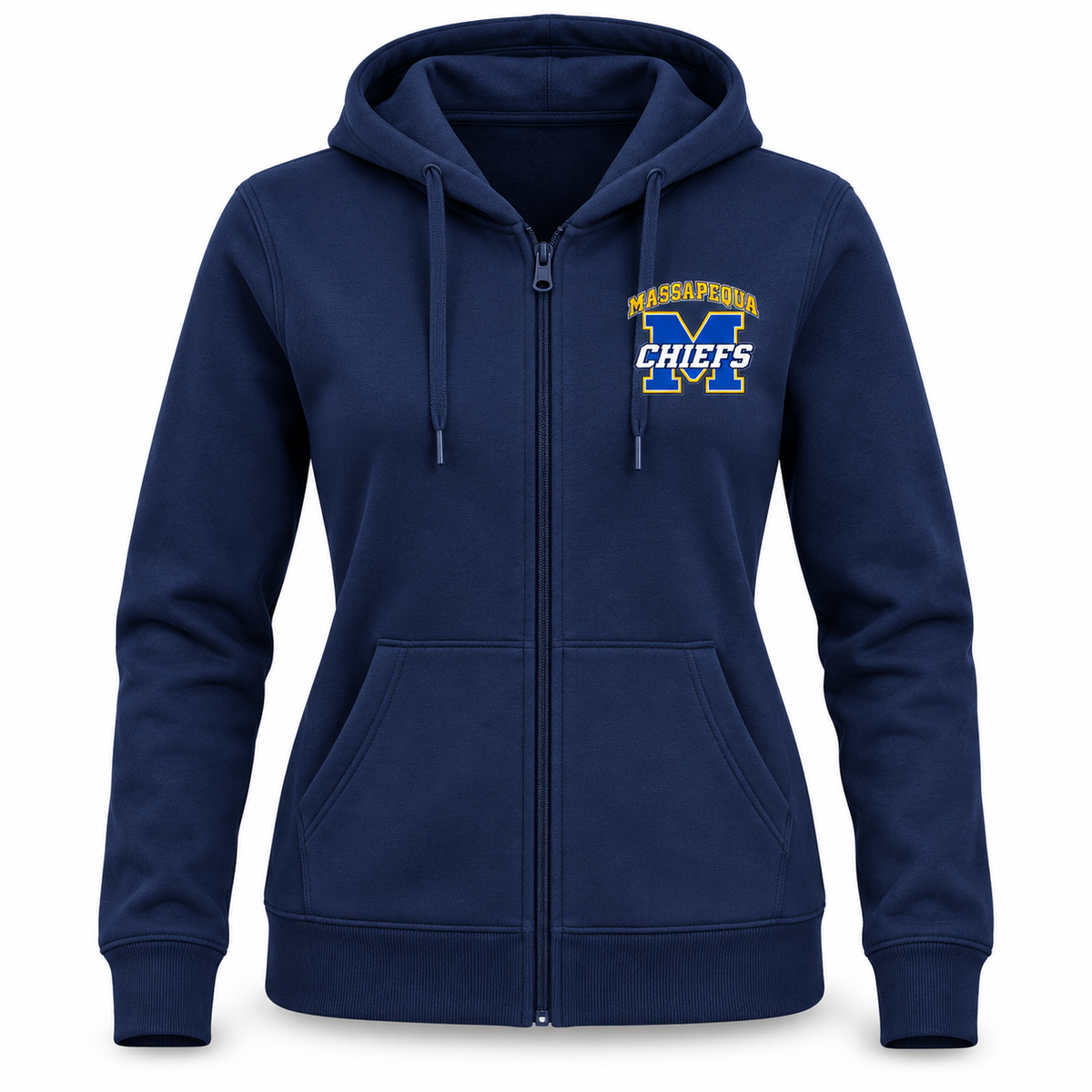 Massapequa Chiefs Women's Varsity M Zip-Up Hoodie — Navy
