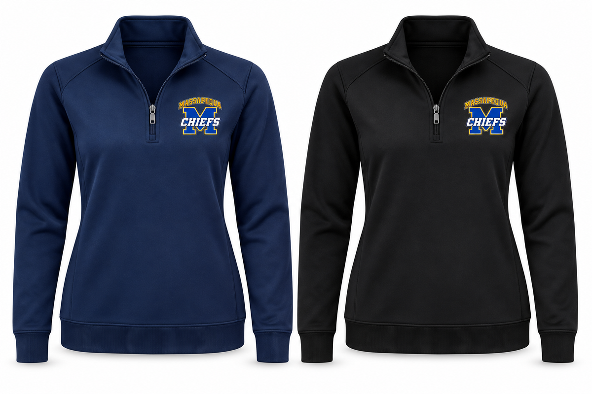 Massapequa Chiefs Women's Varsity M Quarter-Zip — Navy, Black