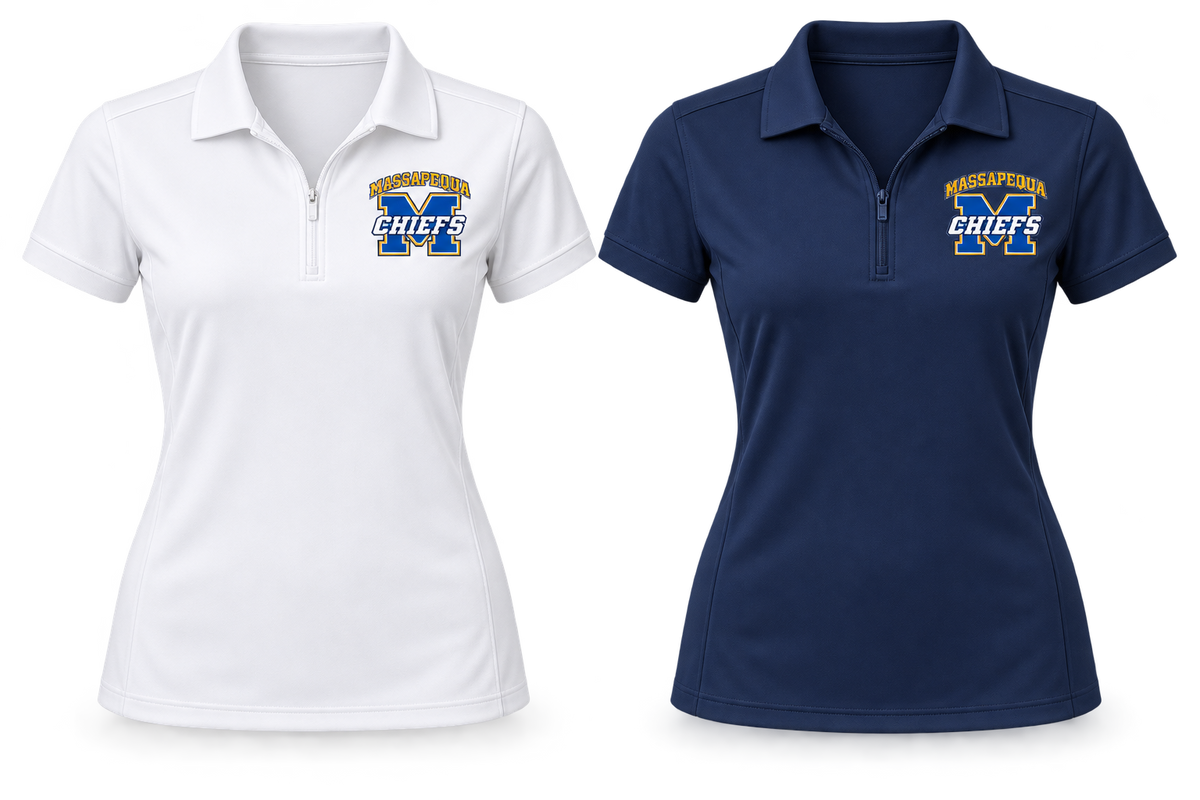 Massapequa Chiefs Women's Varsity M Polo — White, Navy