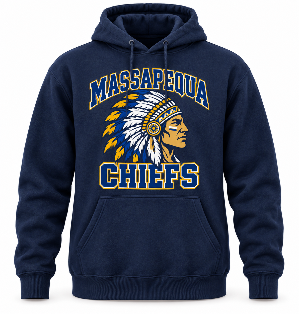 Massapequa Chiefs Heritage Crest Pullover Hoodie — Navy