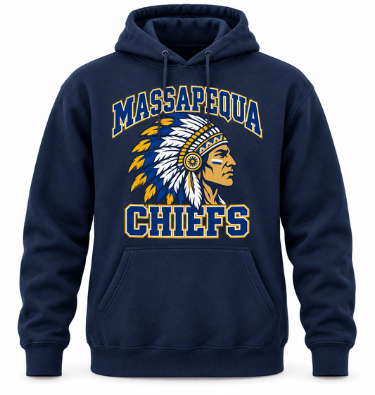 Massapequa Chiefs Heritage Crest Pullover Hoodie — Navy