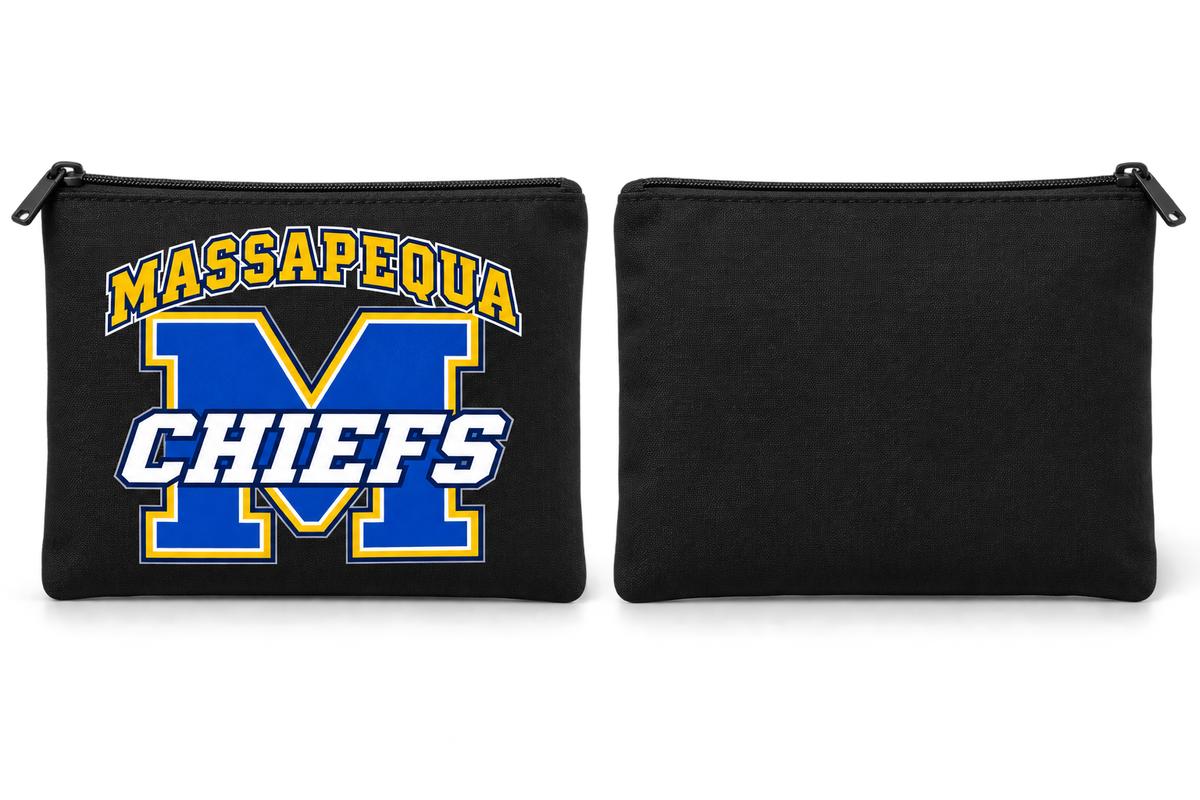 Massapequa Chiefs Varsity M Zipper Pouch — Black