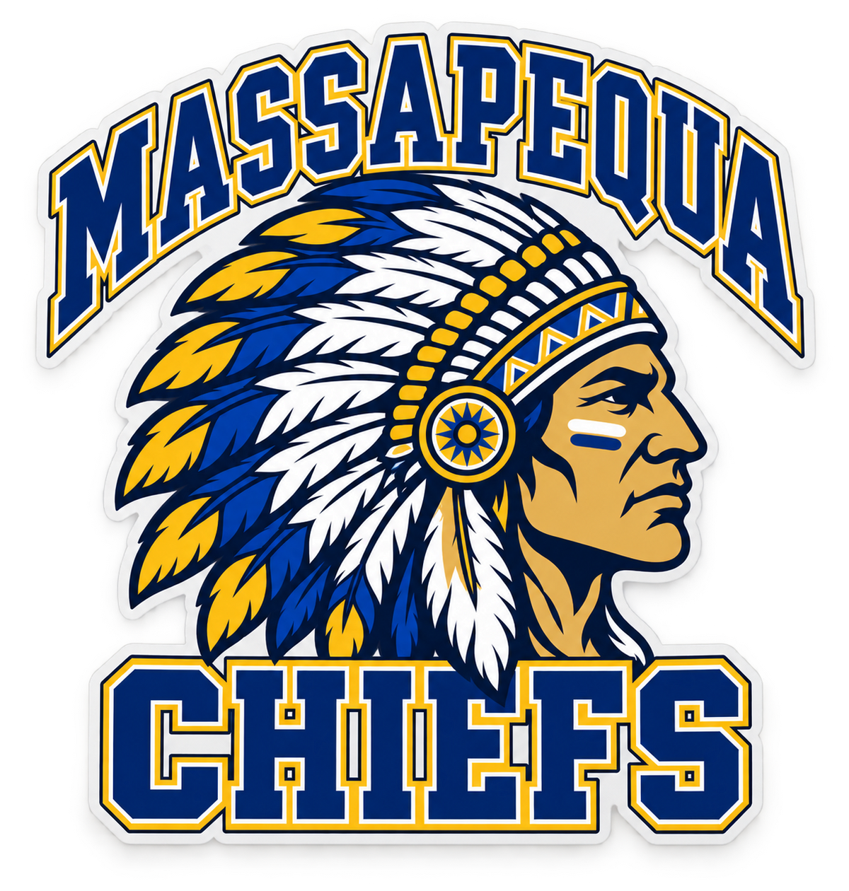Massapequa Chiefs Heritage Crest Die-Cut Decal — Full Color