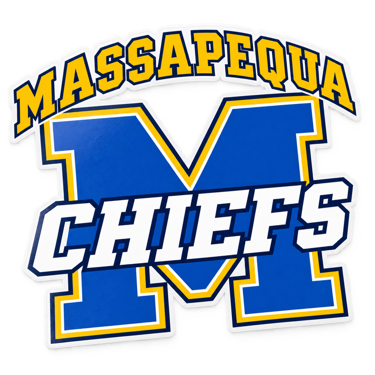 Massapequa Chiefs Varsity M Window Decal — detail view