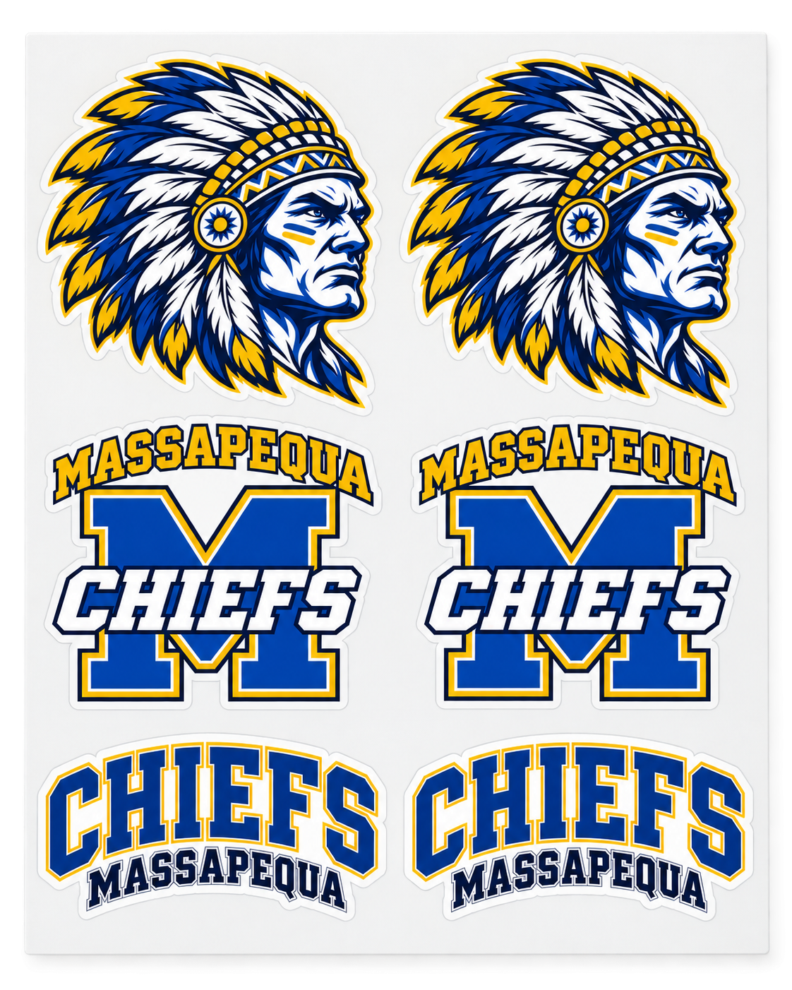 Massapequa Chiefs Sticker Pack — Full Color