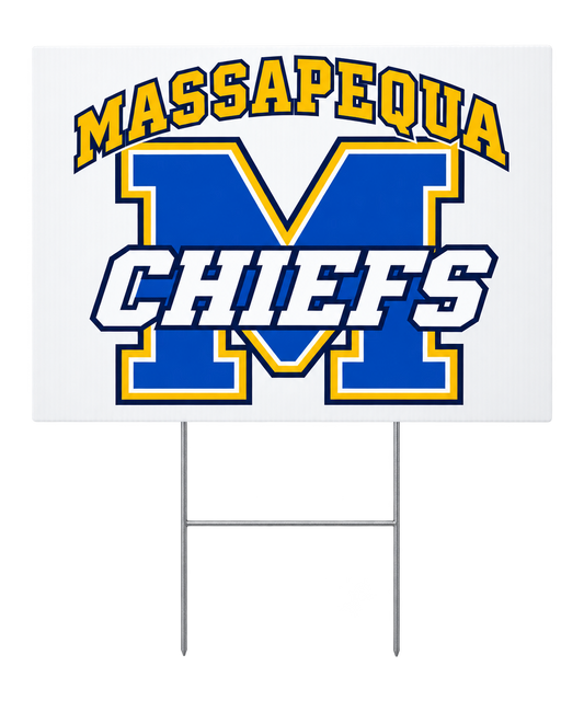 Massapequa Chiefs Varsity M Yard Sign — White