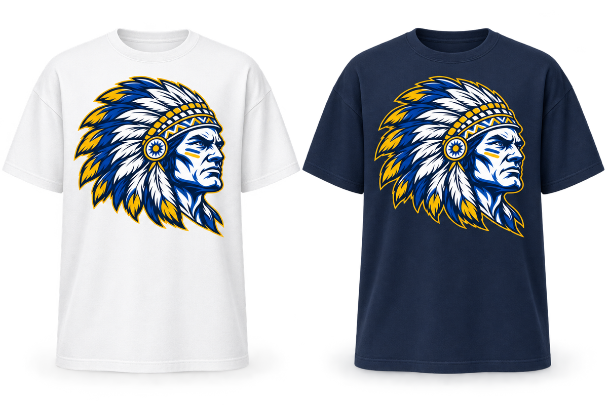 Massapequa Chiefs Intensity Oversized Tee — White, Navy