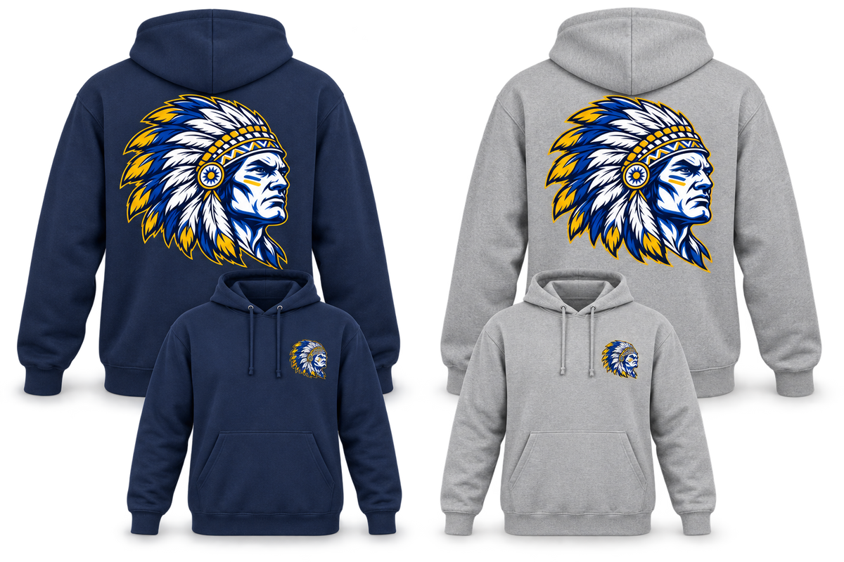 Massapequa Chiefs Intensity Back-Print Hoodie — Navy, Sport Gray