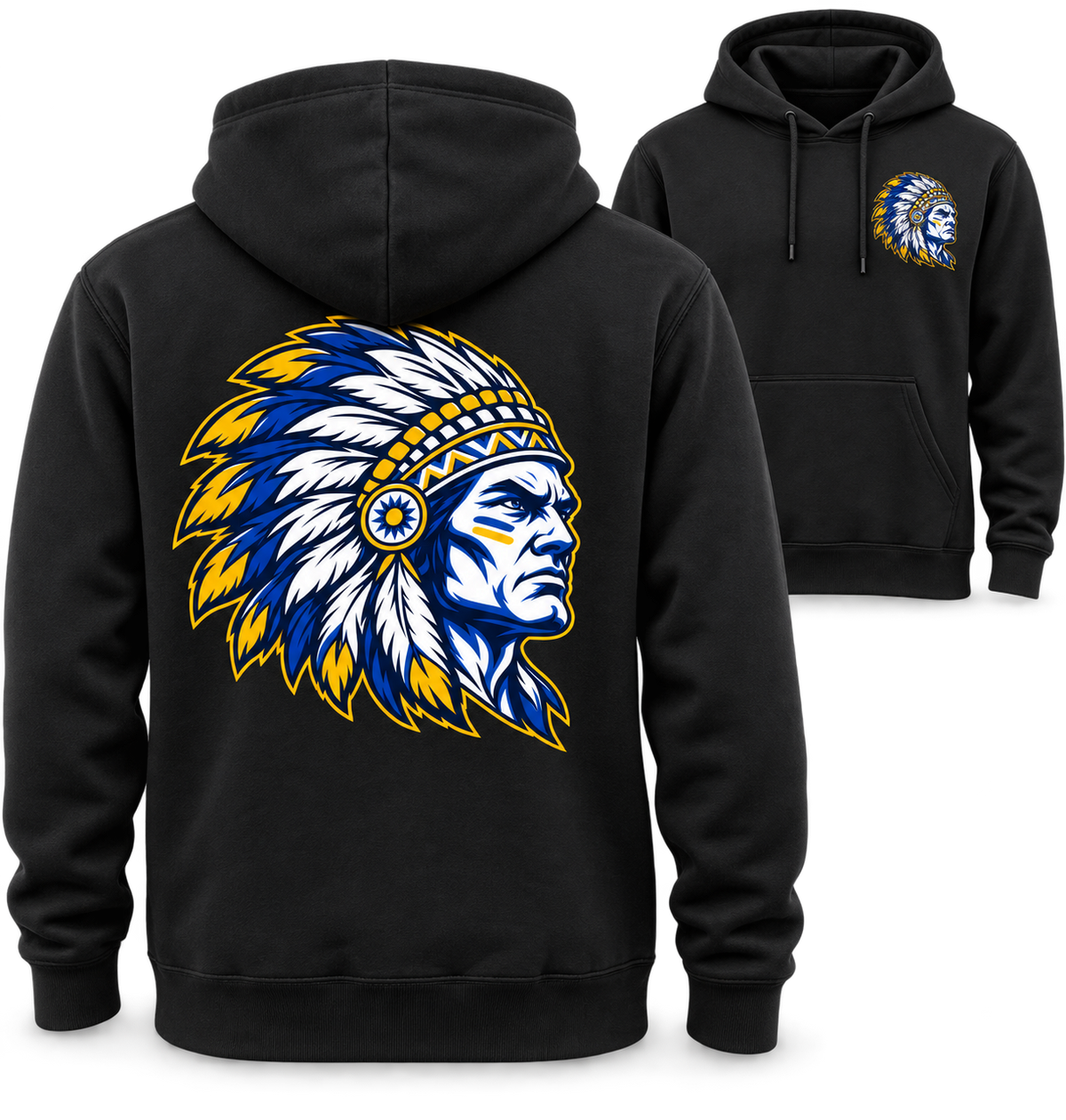 Massapequa Chiefs Intensity Back-Print Hoodie — Black