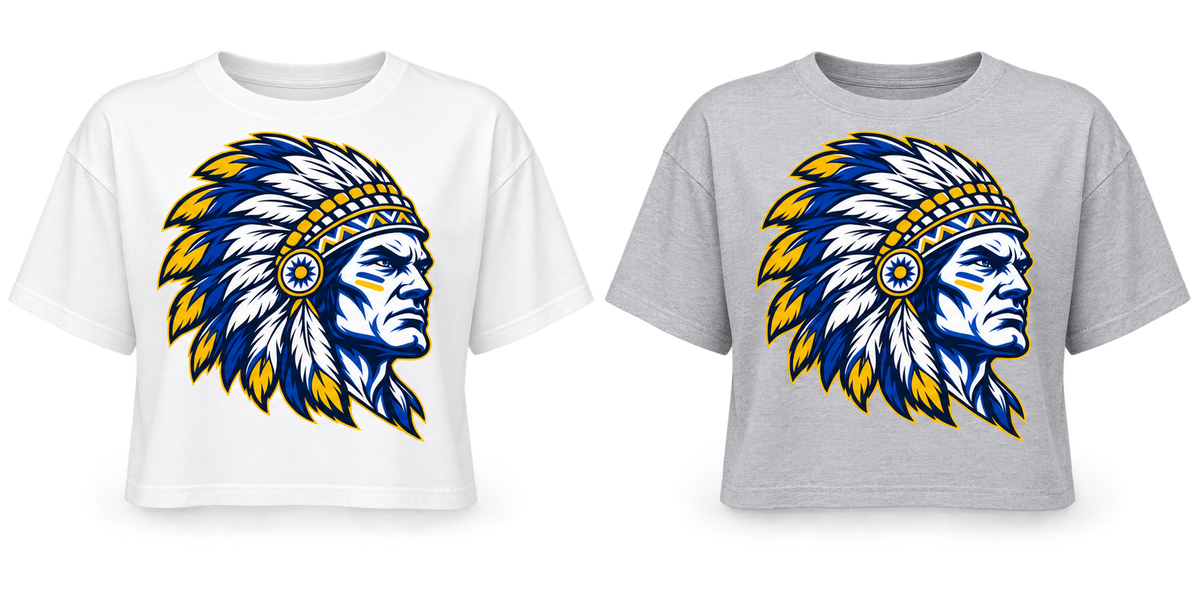 Massapequa Chiefs Intensity Crop Tee — White, Sport Gray