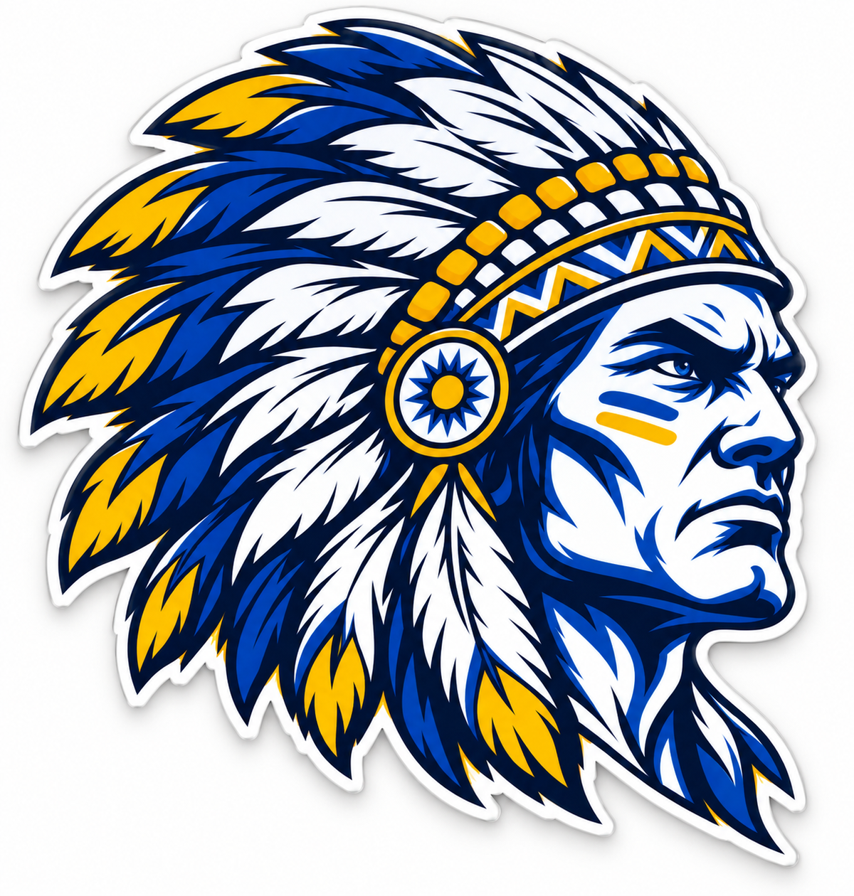 Massapequa Chiefs Intensity Chief Head Decal — Full Color