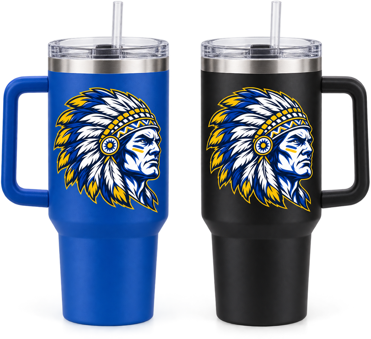 Massapequa Chiefs Intensity 40 oz Handle Tumbler — Royal Blue, Black