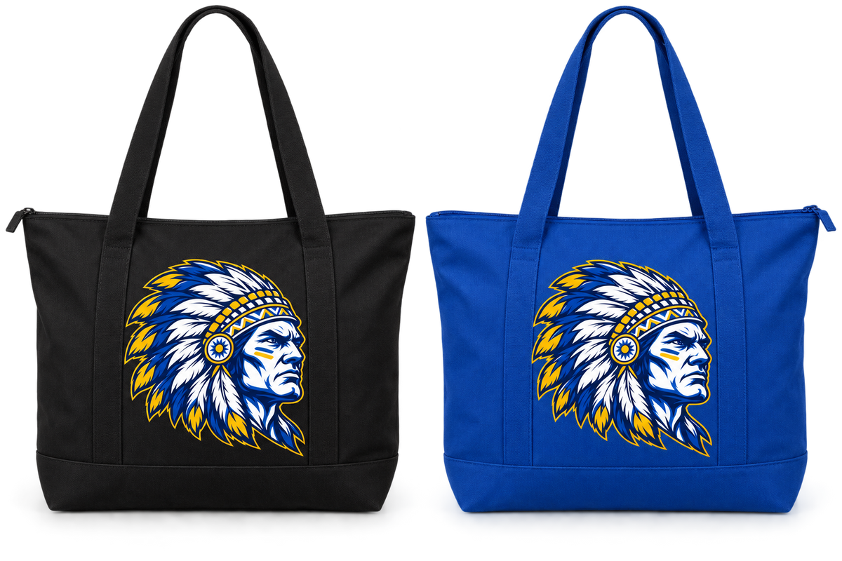 Massapequa Chiefs Intensity Zipper Tote Bag — Black, Royal Blue