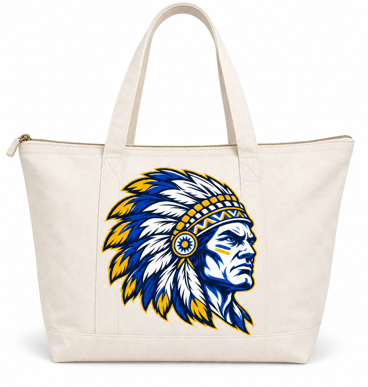 Massapequa Chiefs Intensity Zipper Tote Bag — Natural
