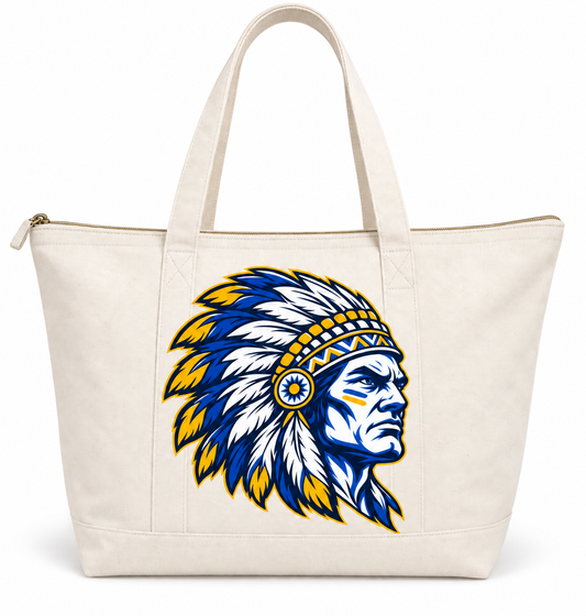 Massapequa Chiefs Intensity Zipper Tote Bag — Natural